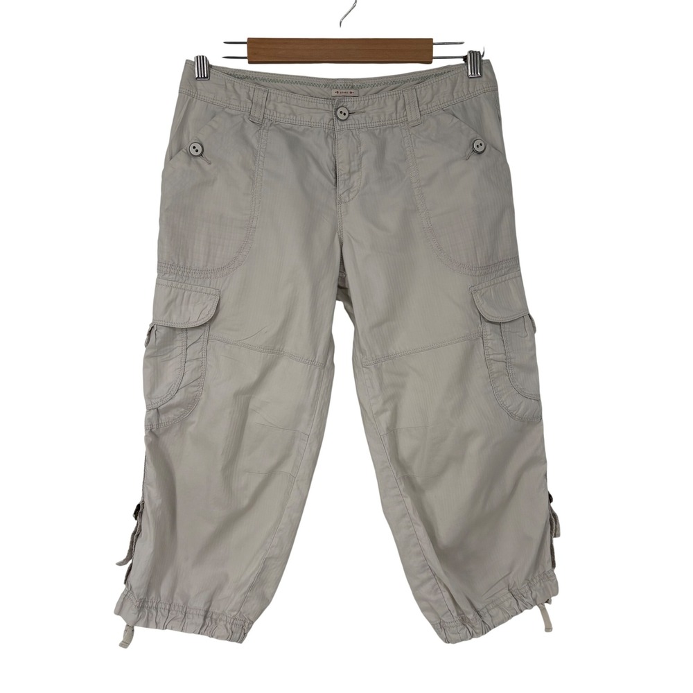 Sitwell Womens Khaki Tan Cotton Cargo Capri Pants Size 4 Utility Hiking Y2K Gorp